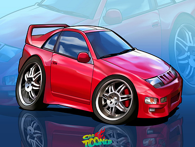 Nissan 300ZX animation car cartoon cartooncar character charactercar illustration nissan red vehicle wheels