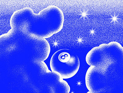 Unusual night 8ball cloud design designer grainy horror illustration irony metaphore moon