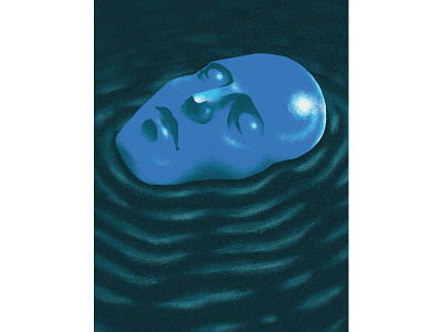 Keep your head above the water blue design designer eye eyes face grainy head horror illustration ocean sea selflove surreal surrealism water