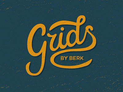 Grids by berk. branding classic design grid lockup logo mark orange script typography