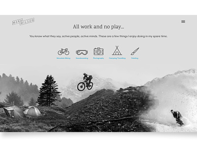 All Work And No Play design digital grey icons personal portfolio ui ux web website
