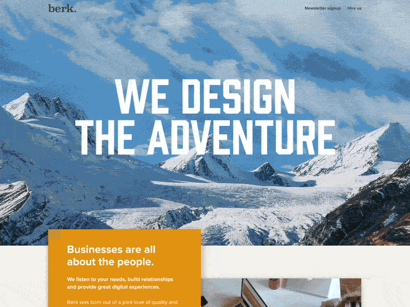 Berk interim web page agency design digital landing page orange ui user ux web web design website