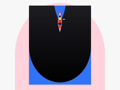 Enter the Void abstract blue design illustration kayak kayaker minimalism outdoor paddle paddling pink shape art void water