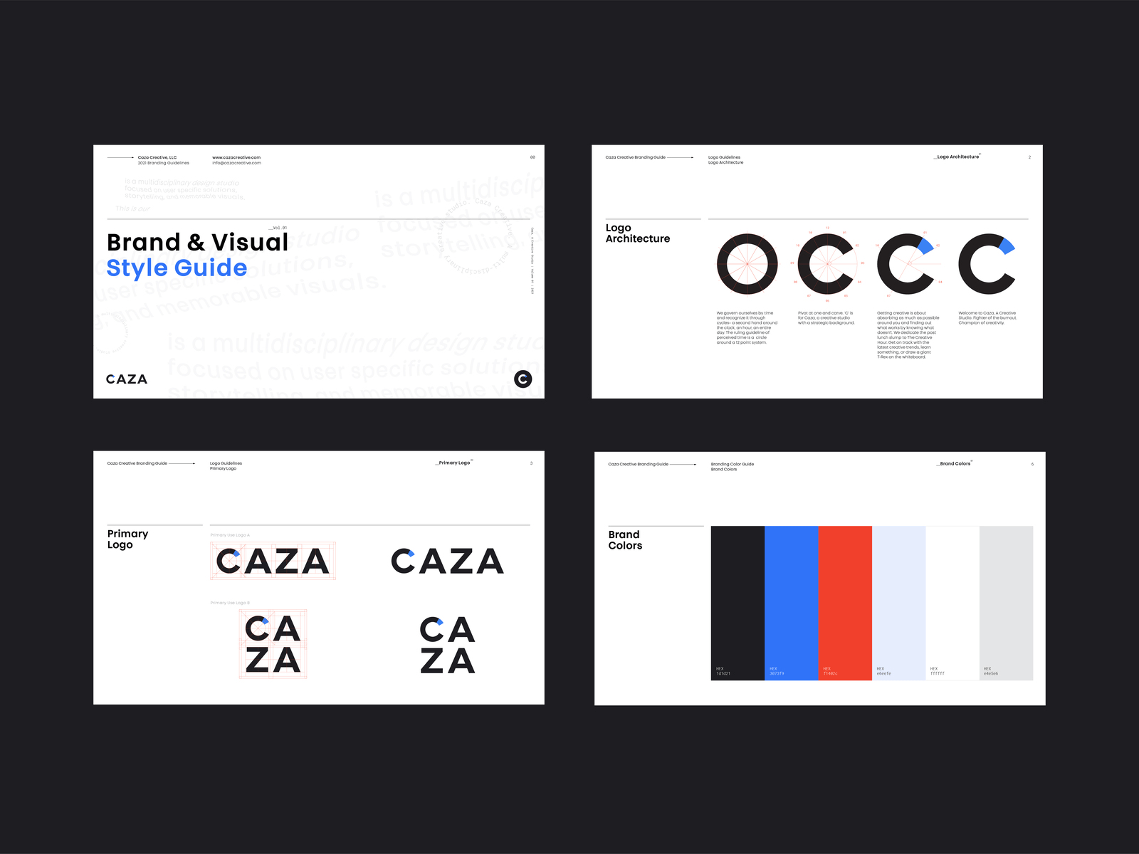 Brand Guide: Caza Creative brand guide branding identity identity design layout minimal minimal design presentation