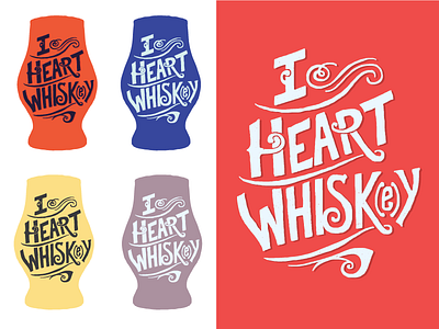 IHeartWhisk(e)y Logo Design bright colors color custom typeface drawn typeface glass logo silhouette whiskey whisky