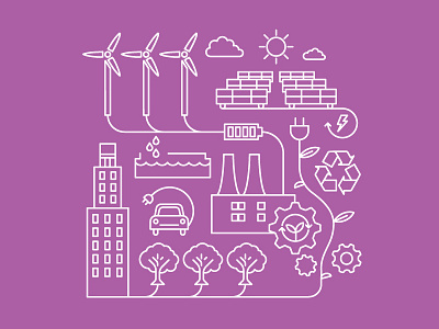 Sustainability Icon Montage charge energy icon line art power recycle renewable simple sustainability