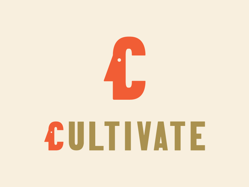 Cultivate Logo Option clean colors contrast face fun logo gold logo red simple