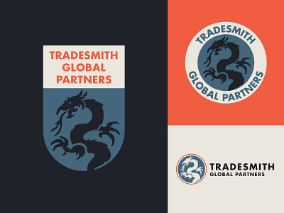 Tradesmith Branding Variation 2 branding dragon emblem logo outline red silhouette stamp