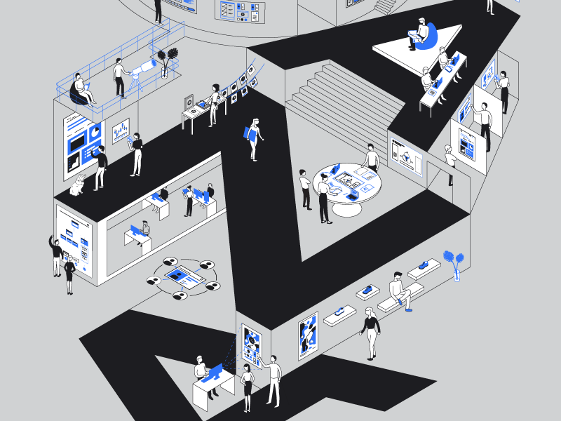 Caza Poster environment office studio vector abstract branding illustration line art
