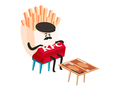 KFC Azerbaijan Illustration azerbaijan baku character design flat french fries illustration kfc soft color