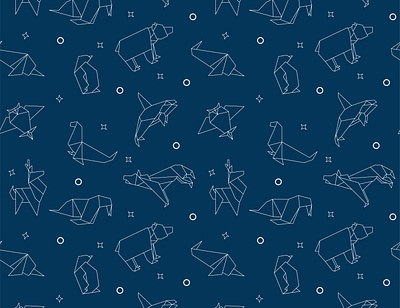 Northern animals northern animals origami style seamless patter textile vector vector pattern wrapping paper