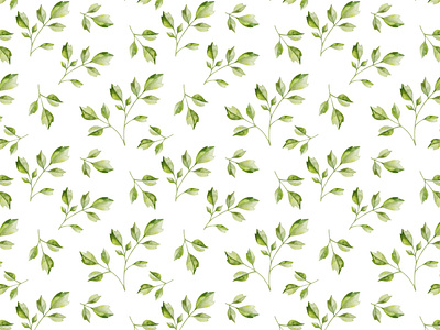 Twigs with leaves childrens textiles green leaves illustration seamless patter seamless watercolor pattern textile wrapping paper