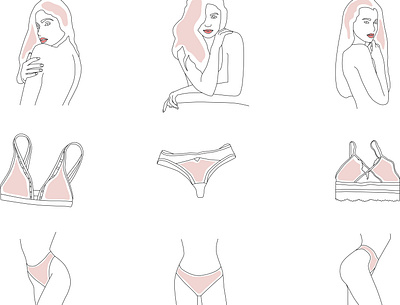 Elegant icons actual stories delicate icon design girl icon illustration logo underwears icons