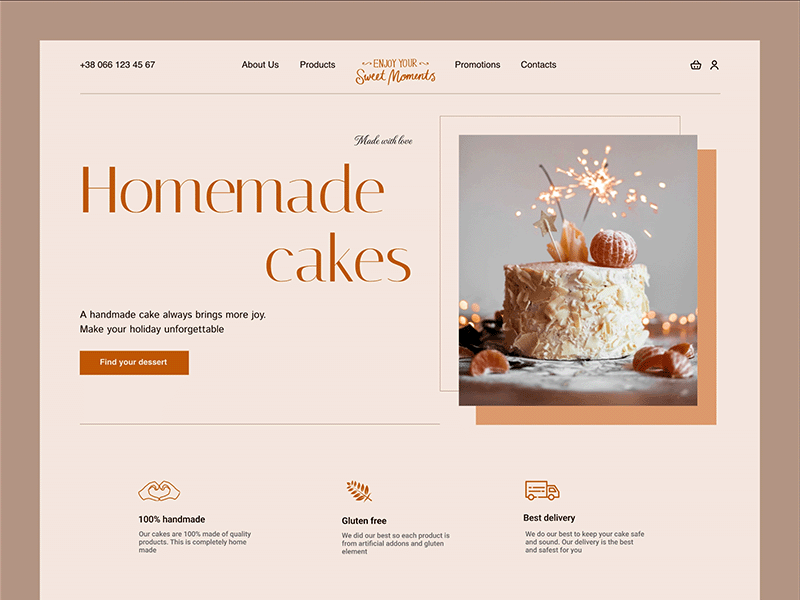 Home page Desing animation branding cake design designs dribbble figma icon minimal photoshop protopie typography ui ux web webdesign