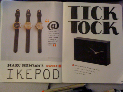 Tick Tock, Hand Crafted Editorial Design art direction bold clocks editorial design hand lettering moleskine time typography