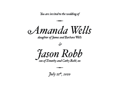Invites 1 hour hoefler text italic hoefler text ornaments indesign invitations print simple typography wedding