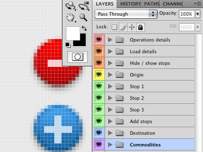 Layer Love blue colors groups icons layers pallettes photoshop rainbow red