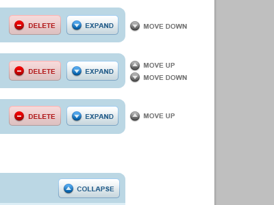 Button up, it's cold out there blue buttons collapse delete down expand icons move photoshop red up