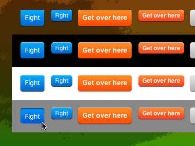 MORTAL BUTTONS! background images blue buttons fight get over here not css only orange test