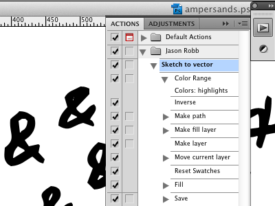 Sketch to vector, a Photoshop action