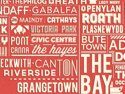 Districtally cardiff illustration typography wip