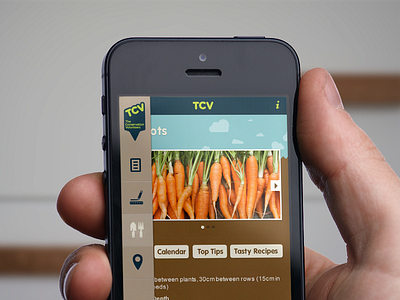 Gardening App Concept advice app blue brown design environment gardening interface ios iphone side menu slide tips ux