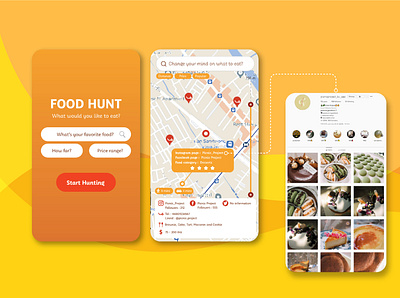 Food Hunt app branding design graphic design ui