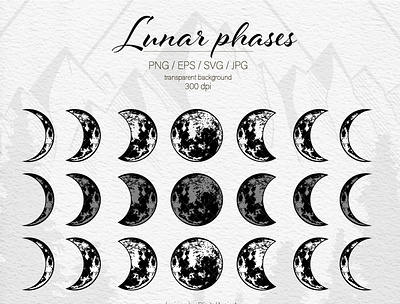 Lunar phases svg Moon phases svg Crescent Moon svg Moon child branding design graphic design illustration logo space vector