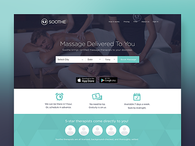 Soothe Landing Page booking design landingpage massage soothe website