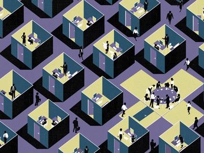 The Brunswick Review - office cooperation business conceptual cooperation design editorial flat tone illustration lifestyle neil webb office pattern people politics print silhouette texture web