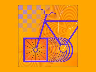 Winter Camp | Illustration bicycle bike camp card chess children circle circles digital art illustration kids move movement pattern ride riding square squared woman yellow