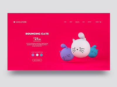 Bouncing Cats UI 3d cats clean layout minimal ui ux webdesign