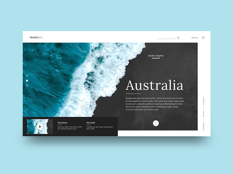 Travelpic - Australia. User Interface. ocean australia design ux clean webdesign ui