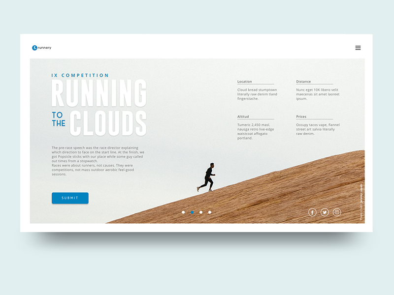 Runnery User Interface sport running clean webdesign ui