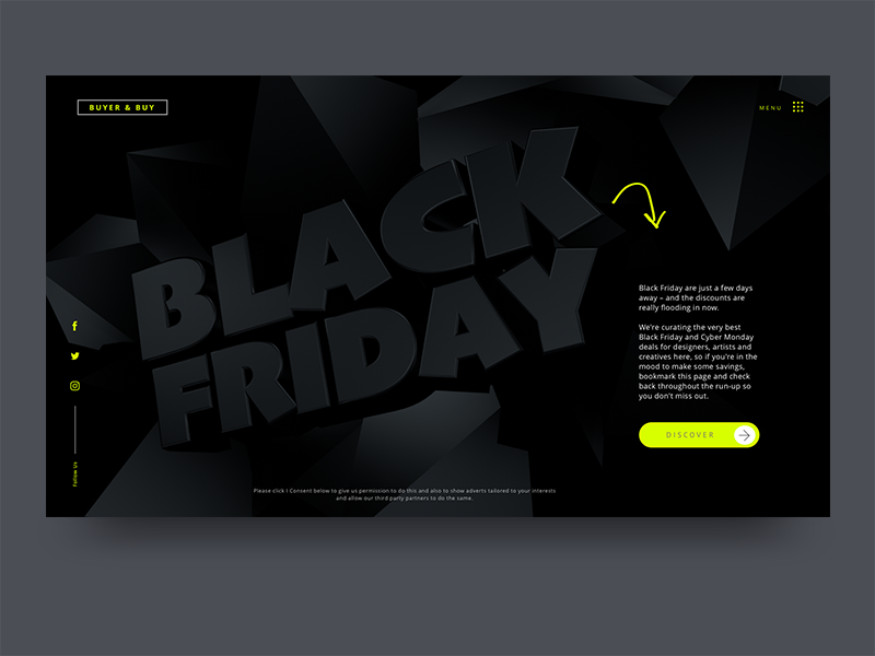 Black Friday UI Design Concept uidesign dark background typography ui 3d blackfriday
