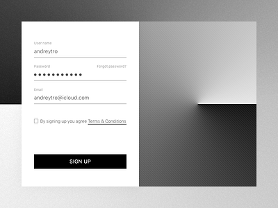Daily UI challenge #001 | Sign Up 001 daily ui geometry gradient minimalism monochrome sign in sketch ui design user interface ux design web