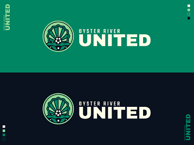 Oyster River United branding football illustration lettering logo logo design logotype oyster soccer sports typography vector