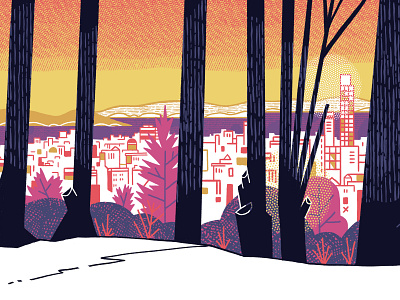 SF Buena Vista Park california city colors drawing editorial forrest illustration park san francisco simple skyline tree urban urbansketch usa