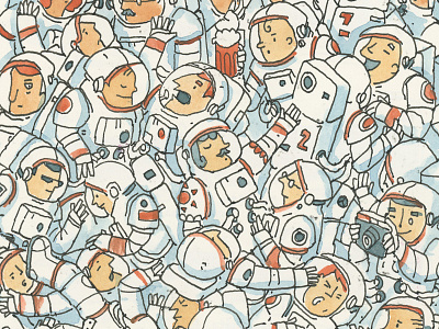 Astronauts aquarelle astronaut childrensbook crowd illustration ink