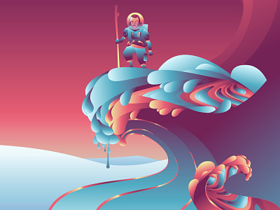 Wanderer astronaut childrensbook colors fairytale fresh gradient illustration surreal vector