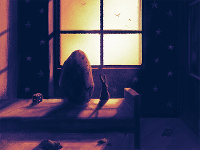 Dream about stone and bed childrensbook dream illustration surreal