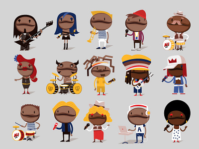 Ali kaffe characters character cute music vector