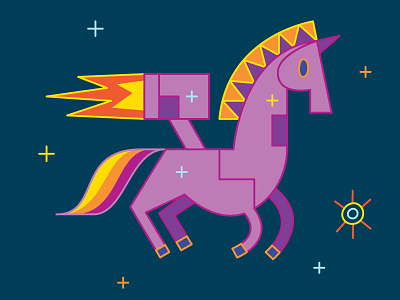 Rocket horse astronaut character childrensbook colors design fairytale illustration space surreal vector