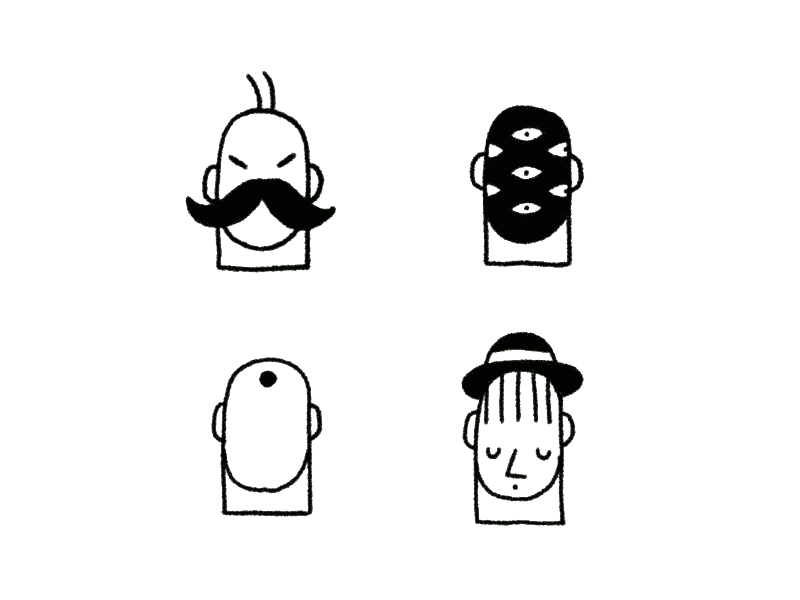 Doodle faces animation black black white gif hand drawn icon lineart minimal simple