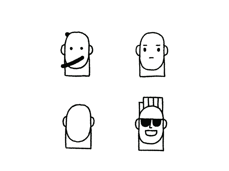 Doodle faces animation black gif hand drawn icon lineart minimal simple white