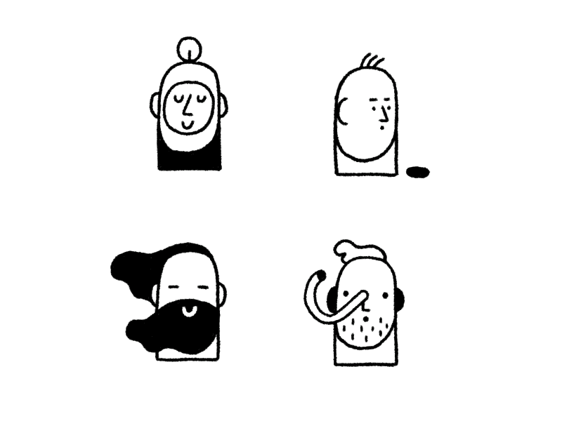 Doodle faces 03 animation black gif hand drawn icon set lineart minimalist simple white