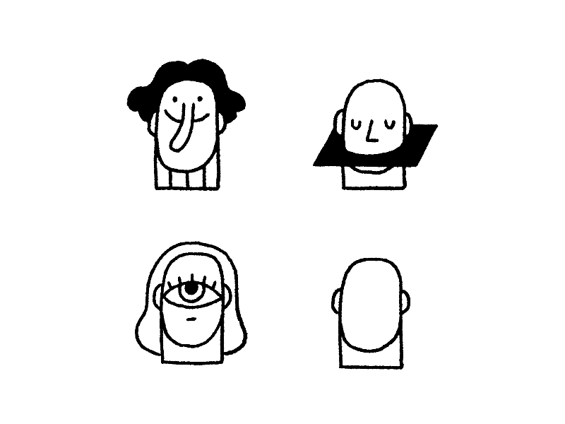 Doodle faces 04 animation black gif hand drawn icon lineart minimal white