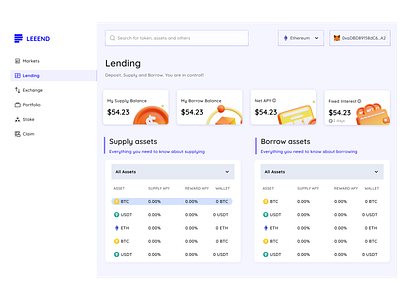 Lend (LEEND) Borrow Protocol blockchain defi design illustration ui ux web3