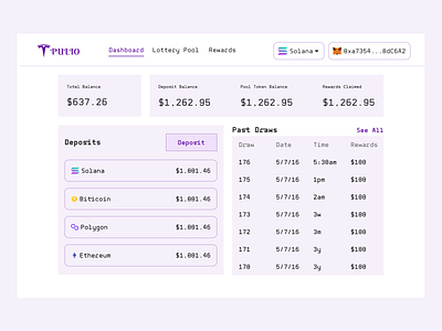 No-loss lottery dApp blockchain defi design illustration ui uiux ux web3