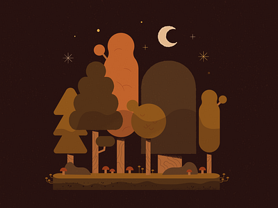 Night Trees adobe illustrator autumn camping design fall flat art illustration moon nature night outdoors tree trees vector art